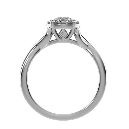 1 ct Round Cut Moissanite anniversary European split-shank solitaire with accents halo Infinity 14K / 18K Solid White Gold engagement ring