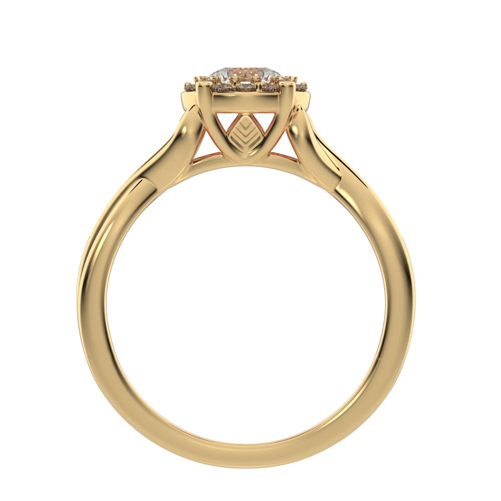 1 ct Round Cut Moissanite anniversary European split-shank solitaire with accents halo Infinity 14K / 18K Solid Yellow Gold engagement ring