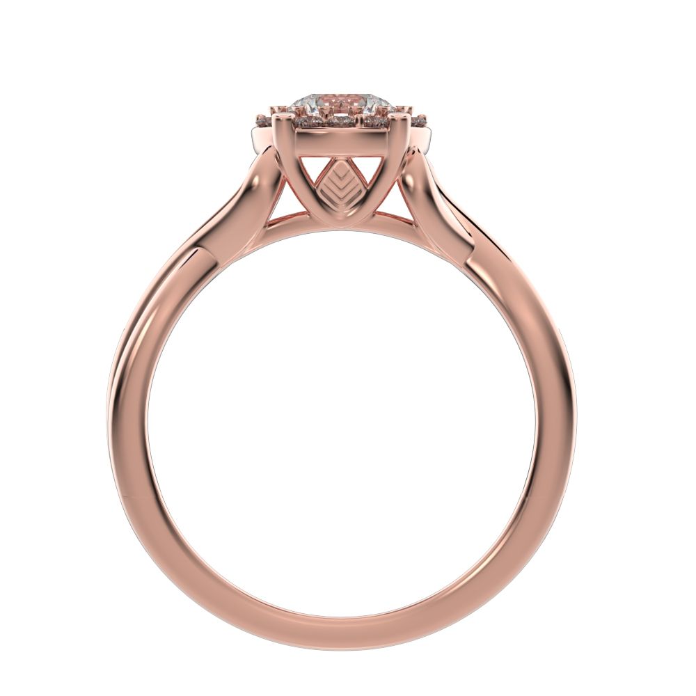 1 ct Round Cut Moissanite anniversary European split-shank solitaire with accents halo Infinity 14K / 18K Solid Rose Gold engagement ring