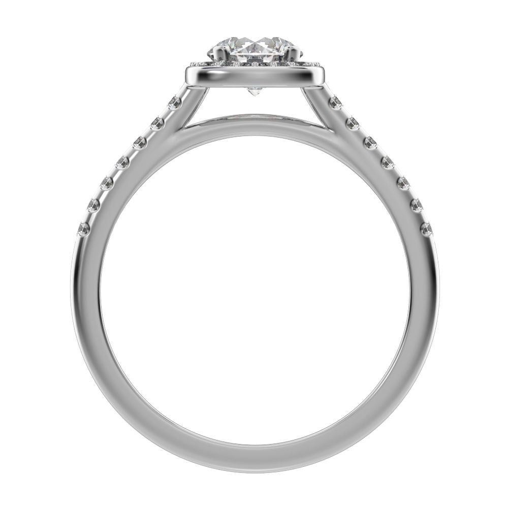 0.91 ct Round Cut Moissanite anniversary European classic solitaire with accents halo cluster 14K / 18K Solid White Gold engagement ring