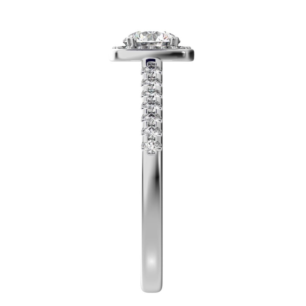0.91 ct Round Cut Moissanite anniversary European classic solitaire with accents halo cluster 14K / 18K Solid White Gold engagement ring