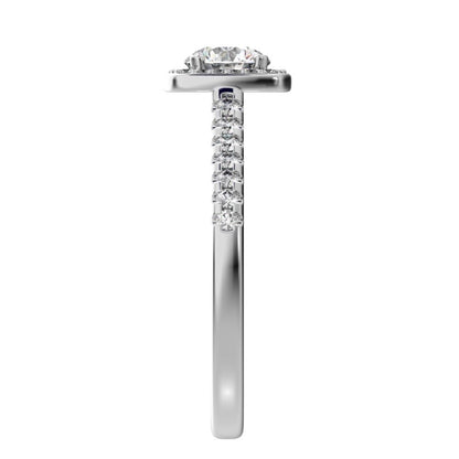 0.91 ct Round Cut Moissanite anniversary European classic solitaire with accents halo cluster 14K / 18K Solid White Gold engagement ring