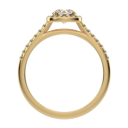 0.91 ct Round Cut Moissanite anniversary European classic solitaire with accents halo cluster 14K / 18K Solid Yellow Gold engagement ring