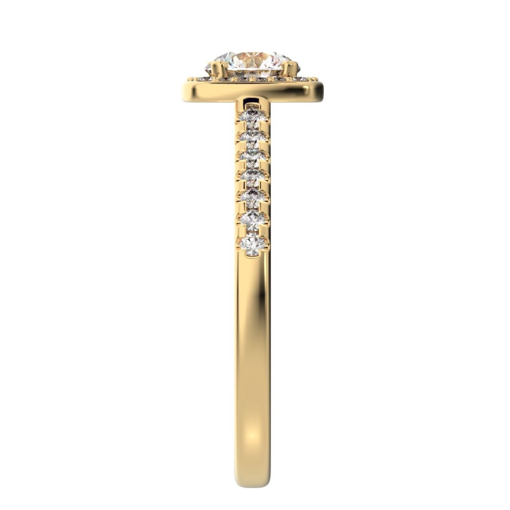 0.91 ct Round Cut Moissanite anniversary European classic solitaire with accents halo cluster 14K / 18K Solid Yellow Gold engagement ring
