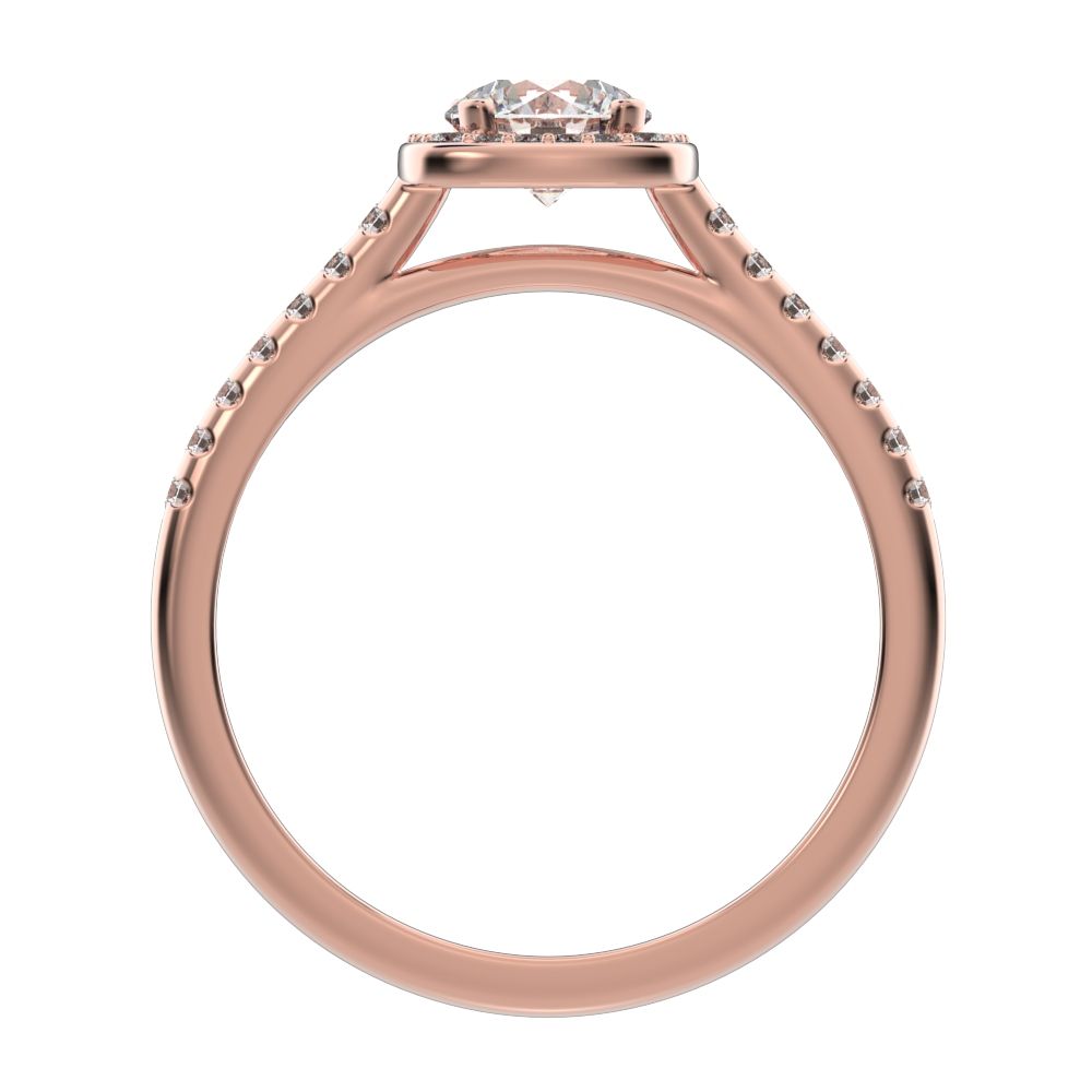 0.91 ct Round Cut Moissanite anniversary European classic solitaire with accents halo cluster 14K / 18K Solid Rose Gold engagement ring