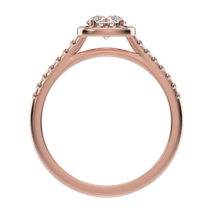 0.91 ct Round Cut Moissanite anniversary European classic solitaire with accents halo cluster 14K / 18K Solid Rose Gold engagement ring