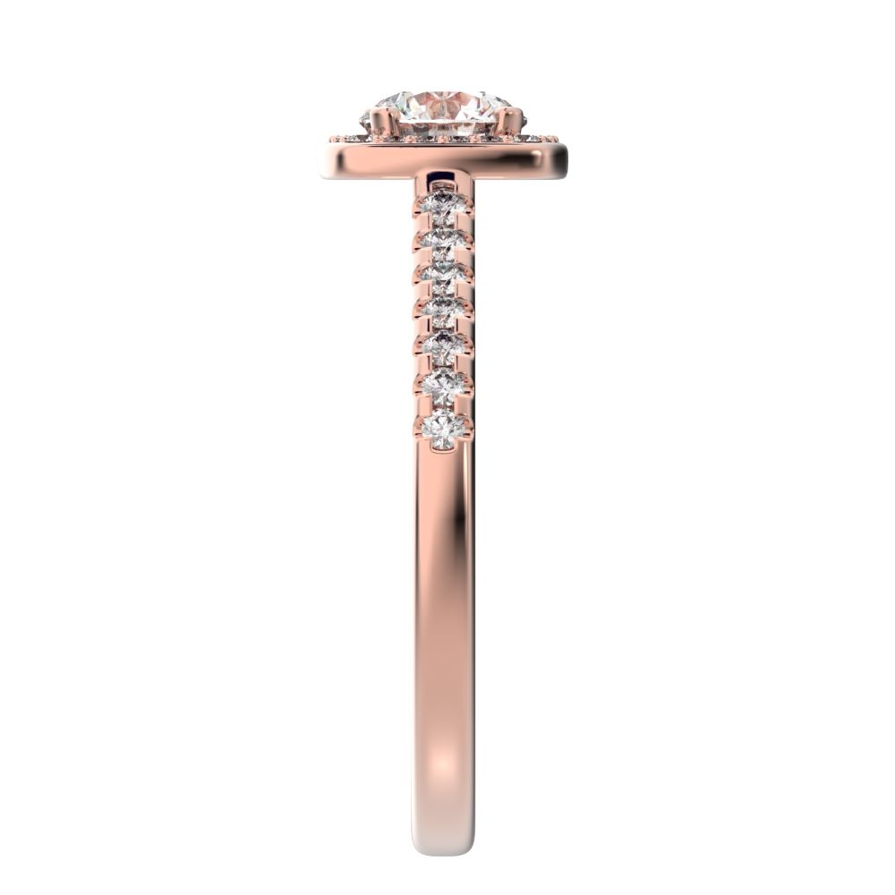 0.91 ct Round Cut Moissanite anniversary European classic solitaire with accents halo cluster 14K / 18K Solid Rose Gold engagement ring