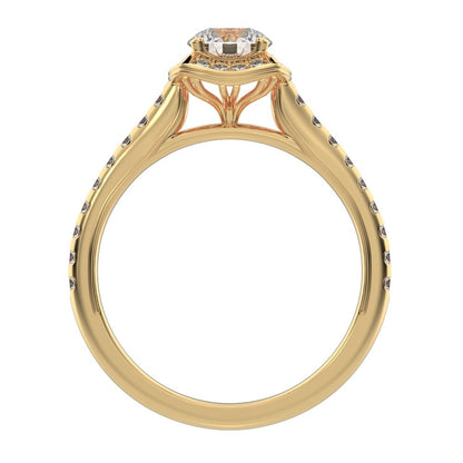 1.18 ct Round Cut Moissanite anniversary European classic solitaire with accents halo cluster 14K / 18K Solid Yellow Gold engagement ring