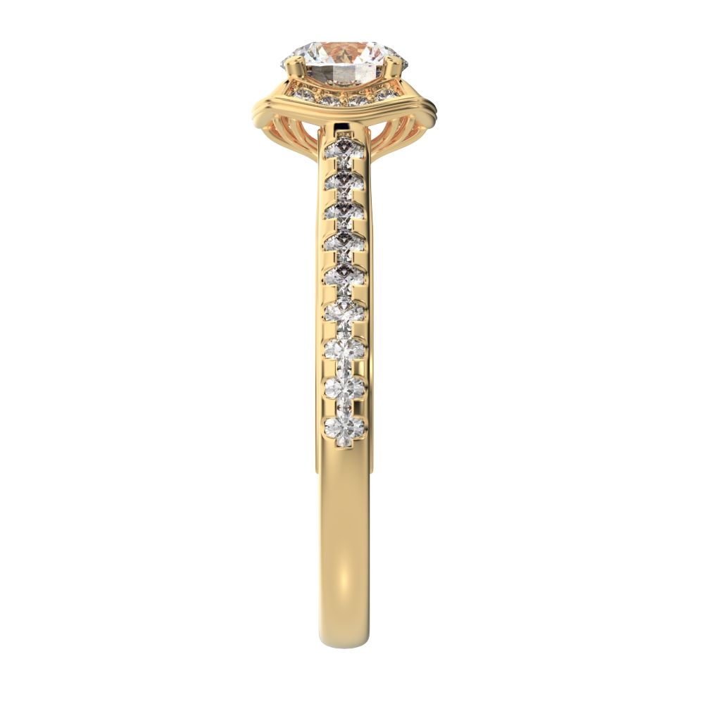 1.18 ct Round Cut Moissanite anniversary European classic solitaire with accents halo cluster 14K / 18K Solid Yellow Gold engagement ring