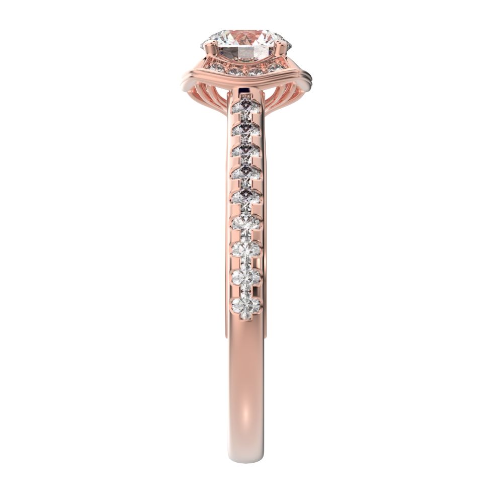 1.18 ct Round Cut Moissanite anniversary European classic solitaire with accents halo cluster 14K / 18K Solid Rose Gold engagement ring