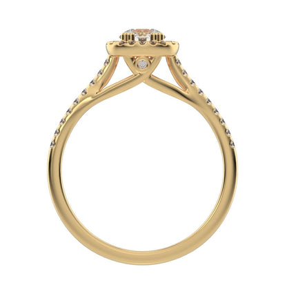 0.655 ct Round Cut Moissanite anniversary European classic solitaire with accents halo cluster 14K / 18K Solid Yellow Gold engagement ring