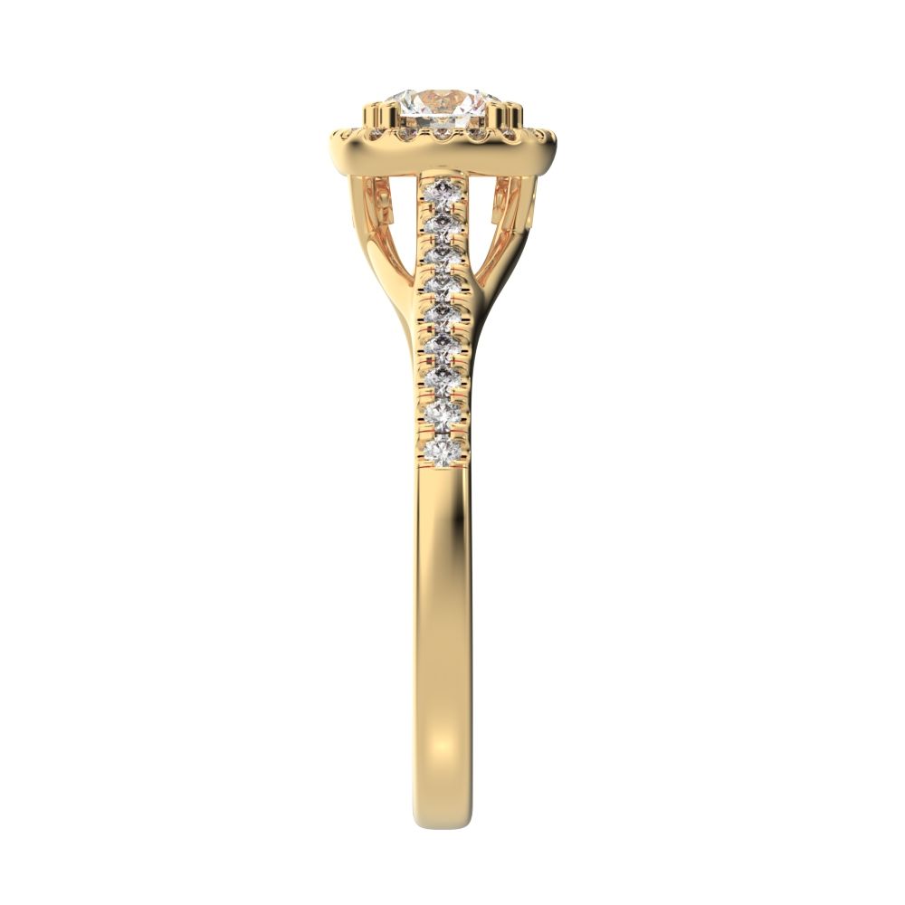 0.655 ct Round Cut Moissanite anniversary European classic solitaire with accents halo cluster 14K / 18K Solid Yellow Gold engagement ring