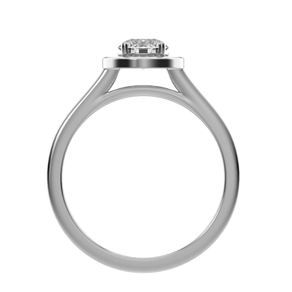 0.95 ct Round Cut Moissanite anniversary European classic solitaire with accents halo cluster 14K / 18K Solid White Gold engagement ring