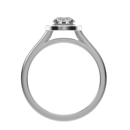 0.95 ct Round Cut Moissanite anniversary European classic solitaire with accents halo cluster 14K / 18K Solid White Gold engagement ring