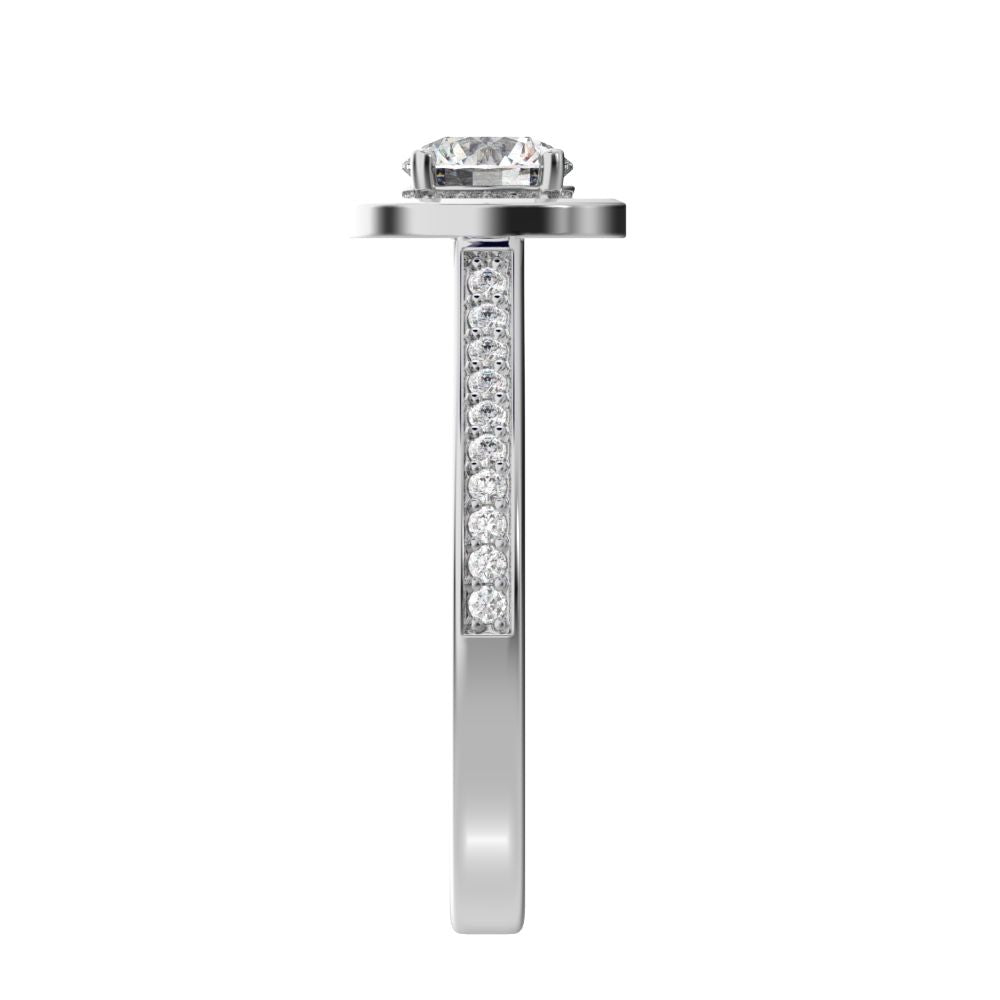 0.95 ct Round Cut Moissanite anniversary European classic solitaire with accents halo cluster 14K / 18K Solid White Gold engagement ring