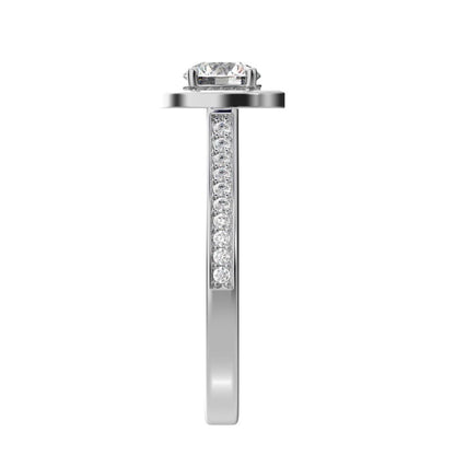 0.95 ct Round Cut Moissanite anniversary European classic solitaire with accents halo cluster 14K / 18K Solid White Gold engagement ring