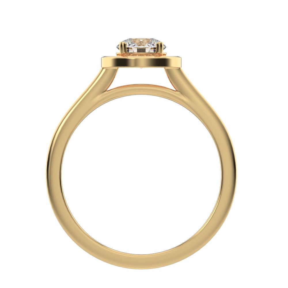 0.95 ct Round Cut Moissanite anniversary European classic solitaire with accents halo cluster 14K / 18K Solid Yellow Gold engagement ring