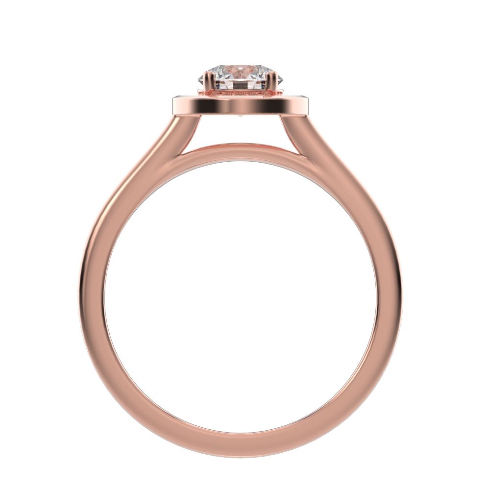 0.95 ct Round Cut Moissanite anniversary European classic solitaire with accents halo cluster 14K / 18K Solid Rose Gold engagement ring