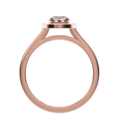 0.95 ct Round Cut Moissanite anniversary European classic solitaire with accents halo cluster 14K / 18K Solid Rose Gold engagement ring