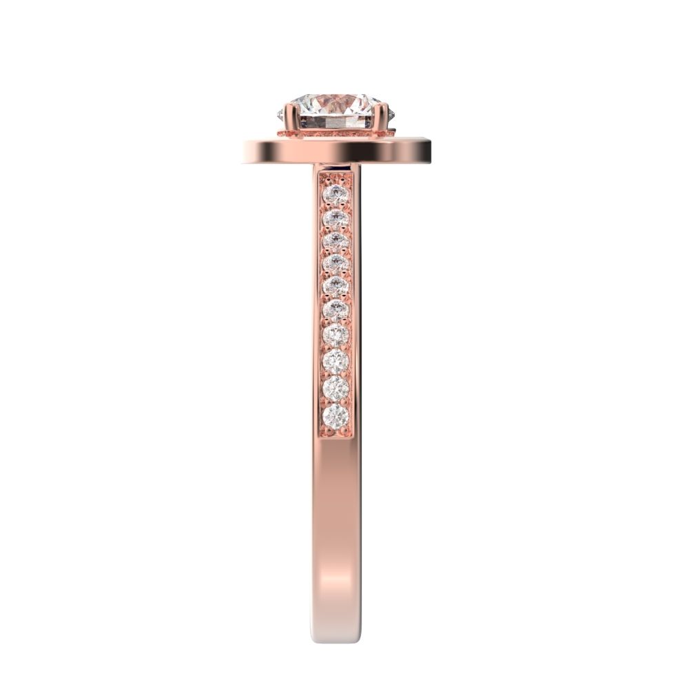 0.95 ct Round Cut Moissanite anniversary European classic solitaire with accents halo cluster 14K / 18K Solid Rose Gold engagement ring