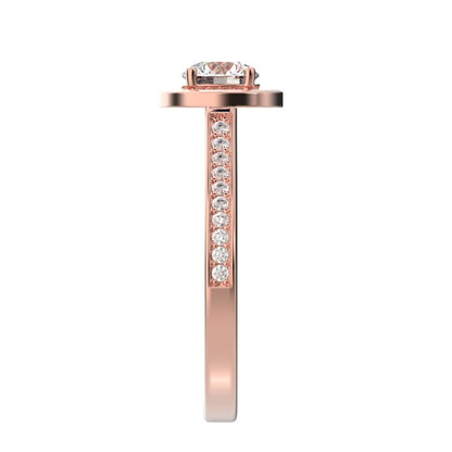 0.95 ct Round Cut Moissanite anniversary European classic solitaire with accents halo cluster 14K / 18K Solid Rose Gold engagement ring