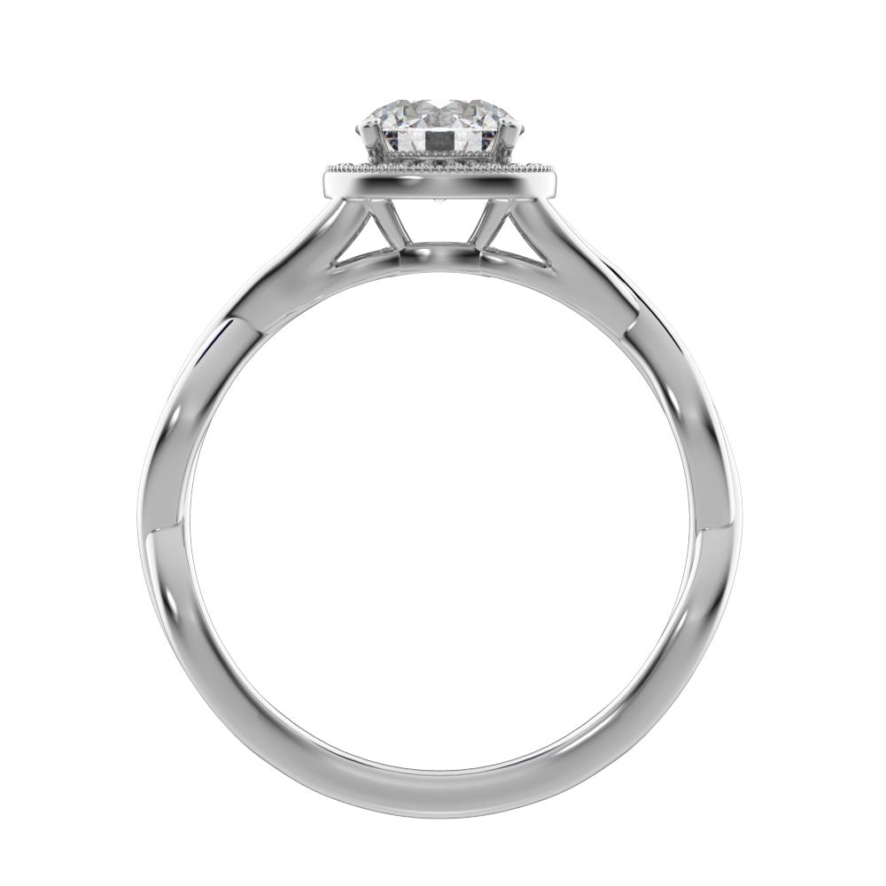 0.75Ct Round Cut Moissanite anniversary split-shank solitaire with accents halo Infinity 14K / 18K Solid White Gold engagement ring