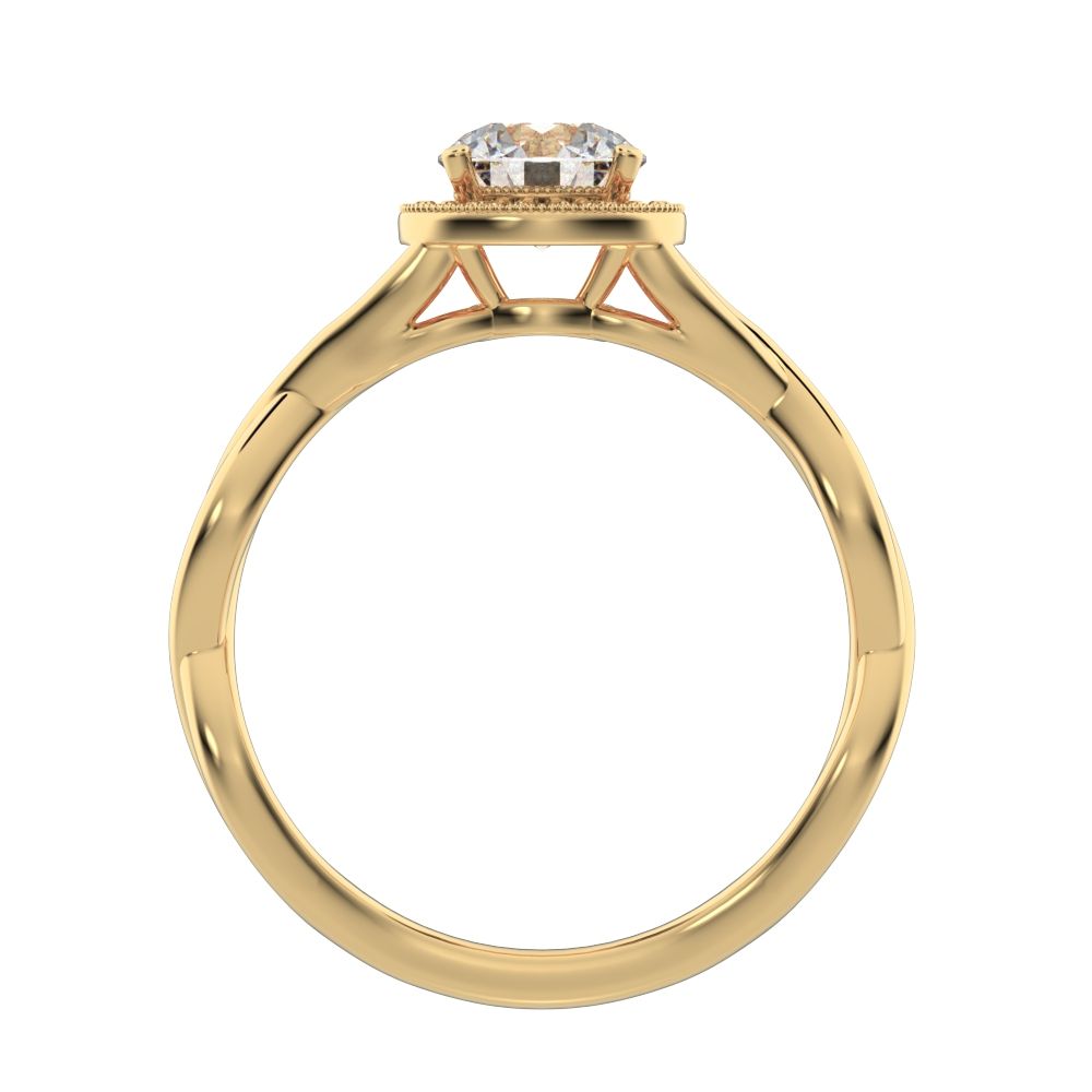0.75Ct Round Cut Moissanite anniversary split-shank solitaire with accents halo Infinity 14K / 18K Solid Yellow Gold engagement ring