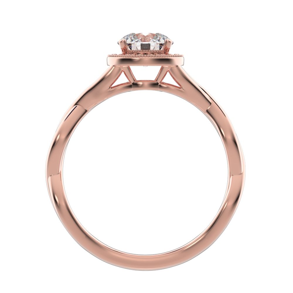 0.75Ct Round Cut Moissanite anniversary European split-shank solitaire with accents halo Infinity 14K / 18K Solid Rose Gold engagement ring