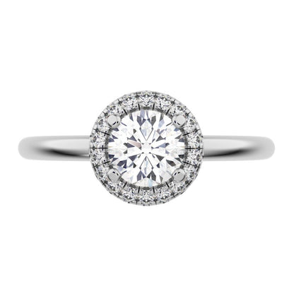 0.575Ct Round Cut Moissanite anniversary split-shank solitaire with accents halo Infinity 14K / 18K Solid White Gold engagement ring
