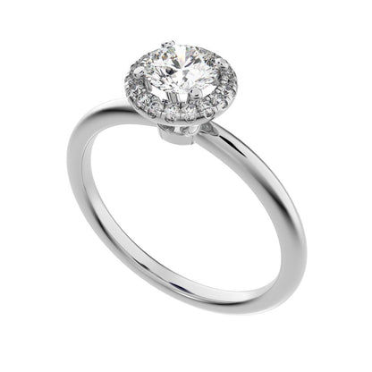 0.575Ct Round Cut Moissanite anniversary split-shank solitaire with accents halo Infinity 14K / 18K Solid White Gold engagement ring