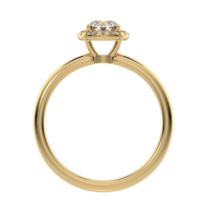 0.575 ct Round Cut Moissanite anniversary European classic solitaire with accents halo cluster 14K / 18K Solid Yellow Gold engagement ring