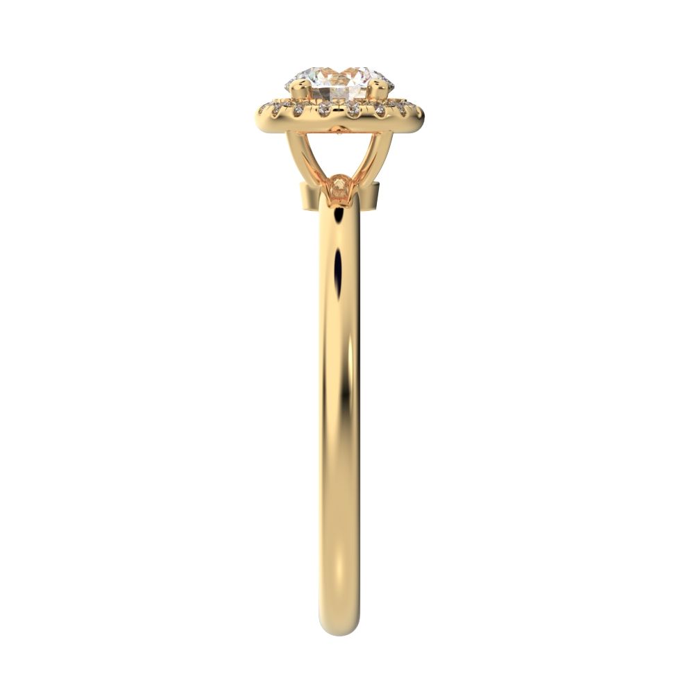 0.575 ct Round Cut Moissanite anniversary European classic solitaire with accents halo cluster 14K / 18K Solid Yellow Gold engagement ring
