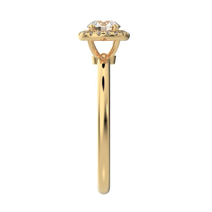 0.575 ct Round Cut Moissanite anniversary European classic solitaire with accents halo cluster 14K / 18K Solid Yellow Gold engagement ring