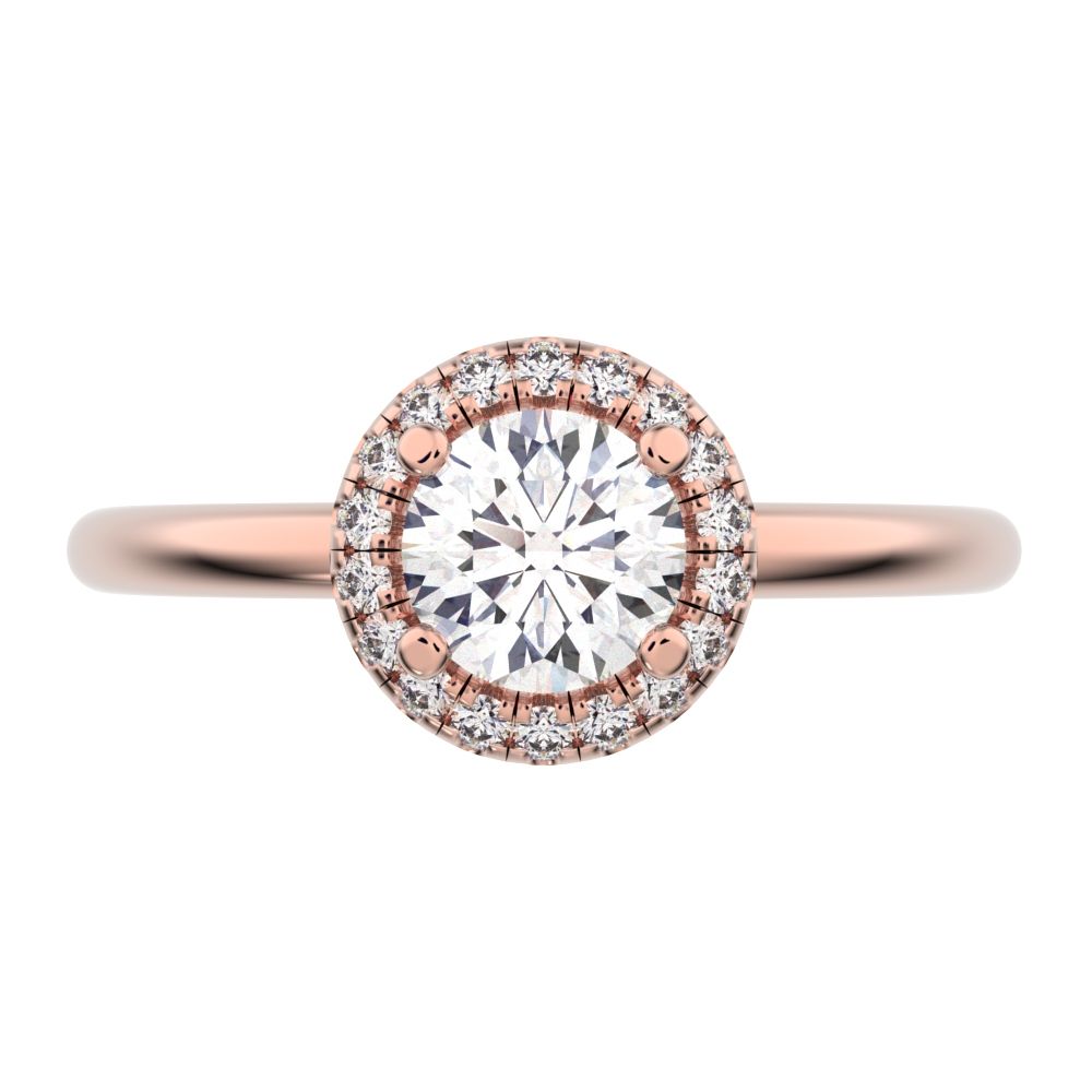 0.575 ct Round Cut Moissanite anniversary European classic solitaire with accents halo cluster 14K / 18K Solid Rose Gold engagement ring