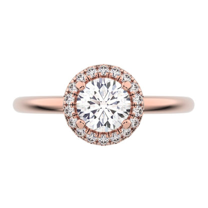 0.575 ct Round Cut Moissanite anniversary European classic solitaire with accents halo cluster 14K / 18K Solid Rose Gold engagement ring