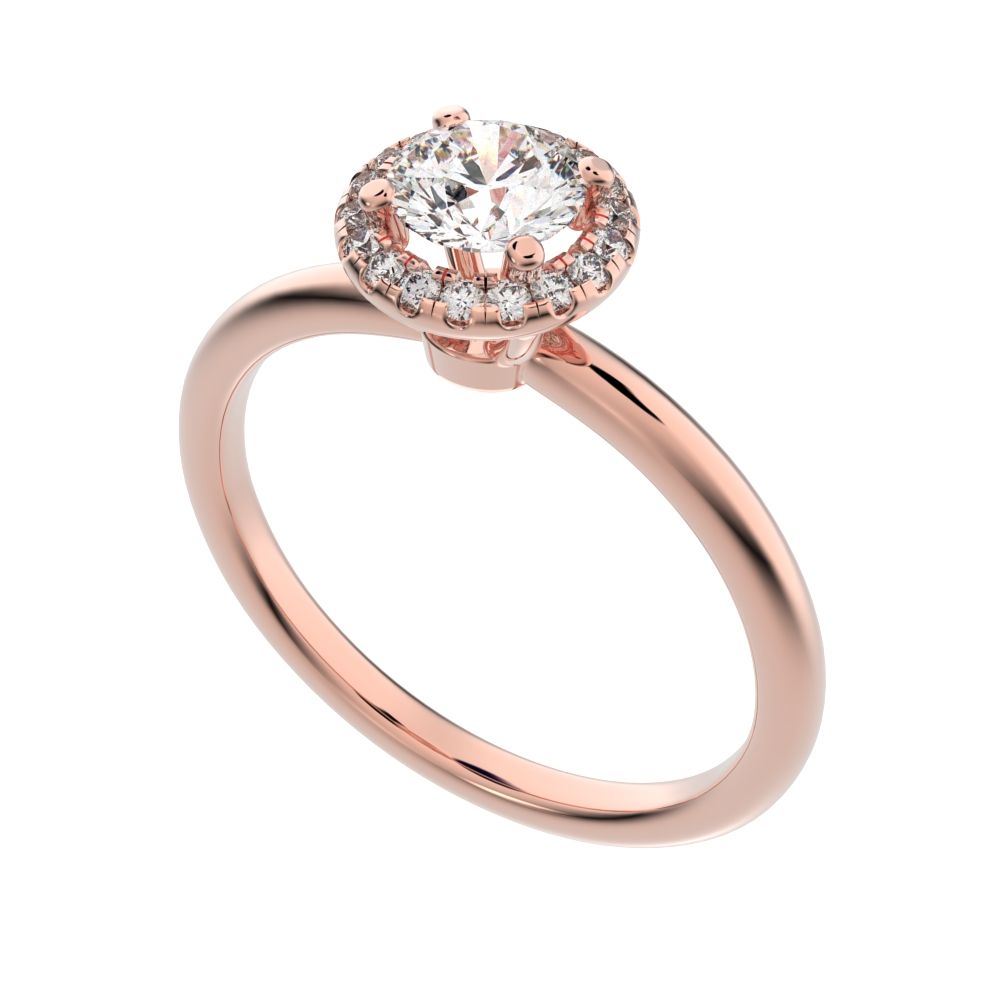 0.575 ct Round Cut Moissanite anniversary European classic solitaire with accents halo cluster 14K / 18K Solid Rose Gold engagement ring