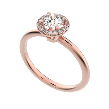 0.575 ct Round Cut Moissanite anniversary European classic solitaire with accents halo cluster 14K / 18K Solid Rose Gold engagement ring