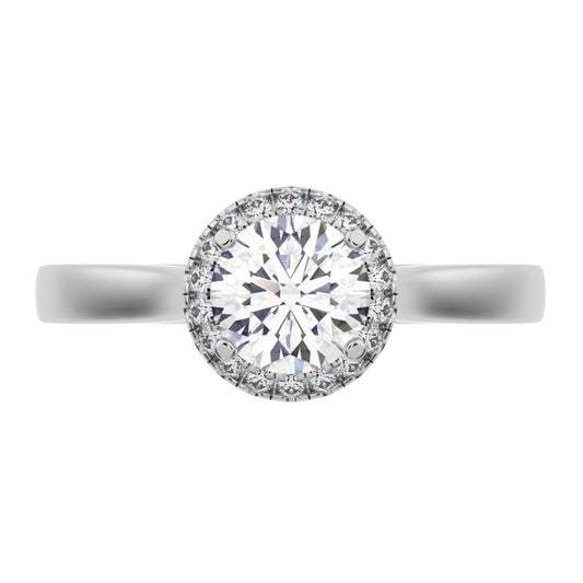 0.55 ct Round Cut Simulated Clear Diamond anniversary European solitaire with accents halo 14K / 18K Solid White Gold engagement ring