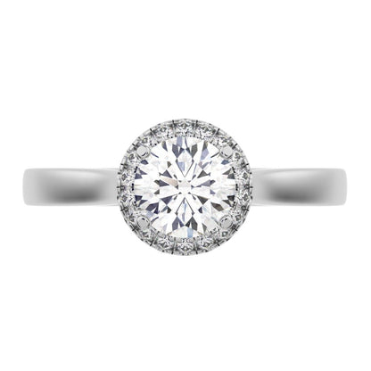 0.55 ct Round Cut Moissanite anniversary European classic solitaire with accents halo cluster 14K / 18K Solid White Gold engagement ring