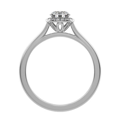 0.55 ct Round Cut Simulated Clear Diamond anniversary European solitaire with accents halo 14K / 18K Solid White Gold engagement ring