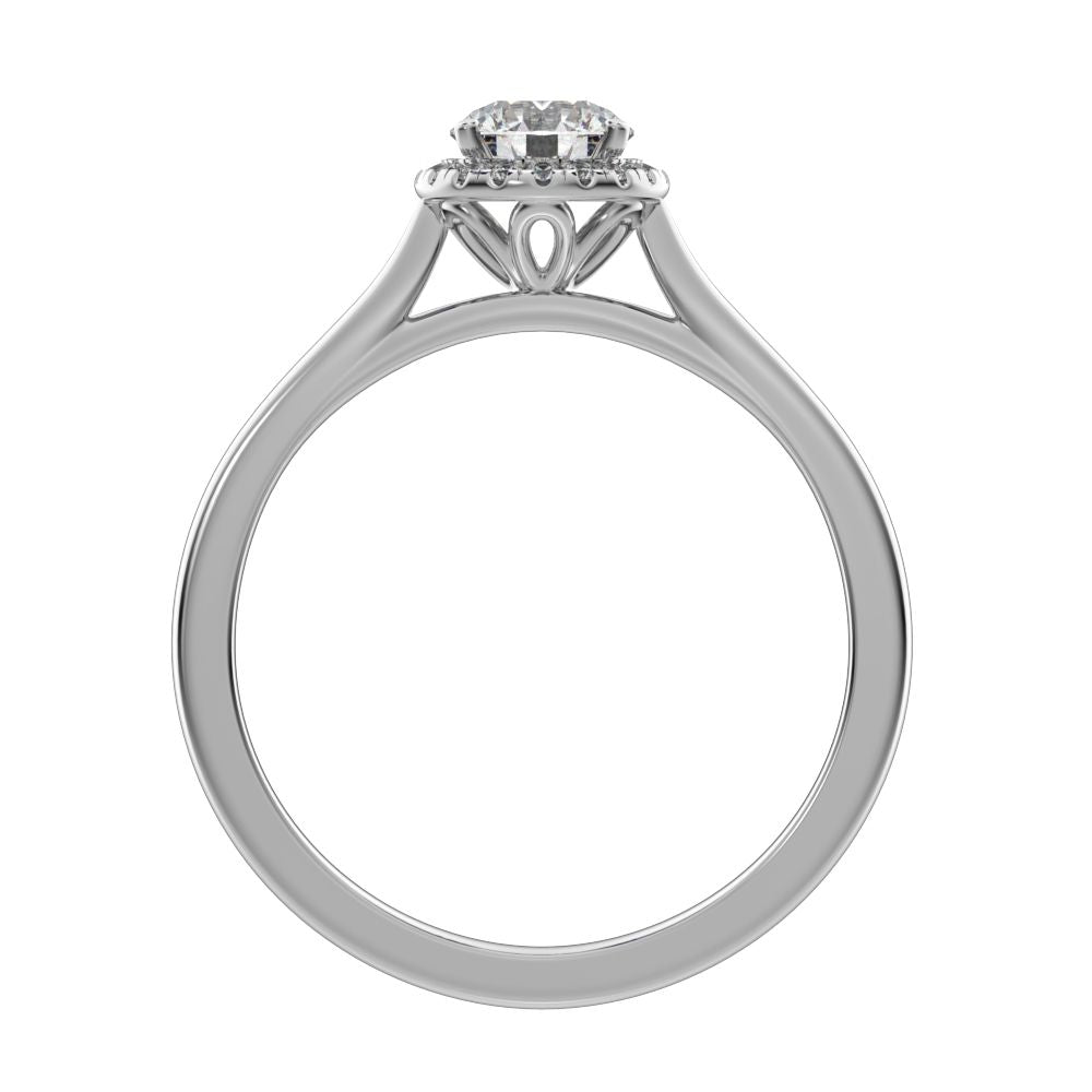 0.55 ct Round Cut Moissanite anniversary European classic solitaire with accents halo cluster 14K / 18K Solid White Gold engagement ring