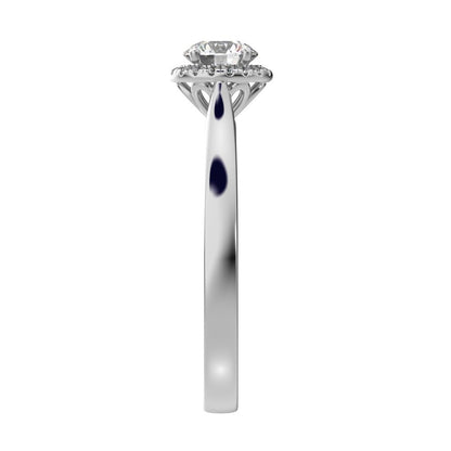 0.55 ct Round Cut Moissanite anniversary European classic solitaire with accents halo cluster 14K / 18K Solid White Gold engagement ring