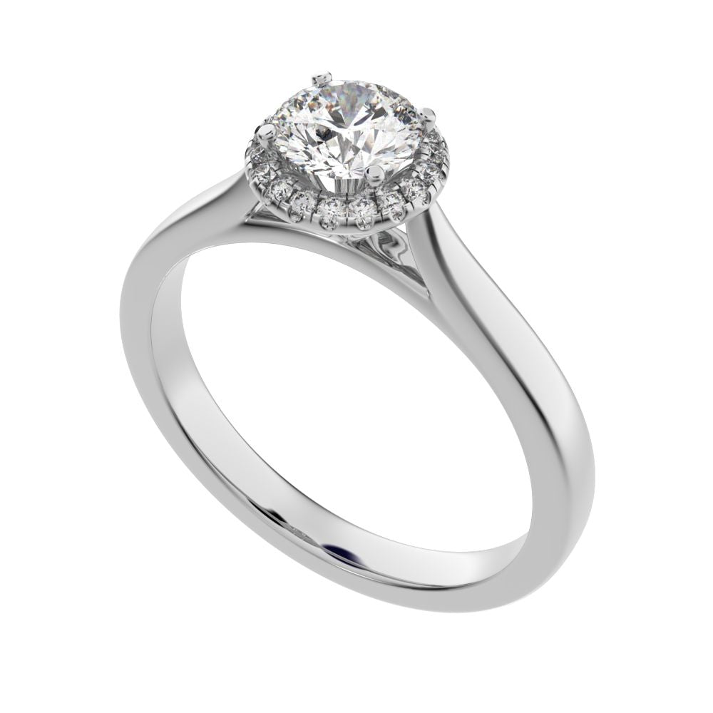 0.55 ct Round Cut Moissanite anniversary European classic solitaire with accents halo cluster 14K / 18K Solid White Gold engagement ring
