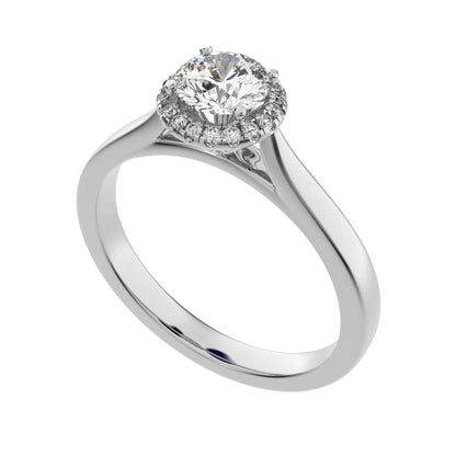 0.55 ct Round Cut Moissanite anniversary European classic solitaire with accents halo cluster 14K / 18K Solid White Gold engagement ring