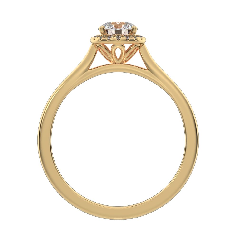 0.55 ct Round Cut Moissanite anniversary European classic solitaire with accents halo cluster 14K / 18K Solid Yellow Gold engagement ring