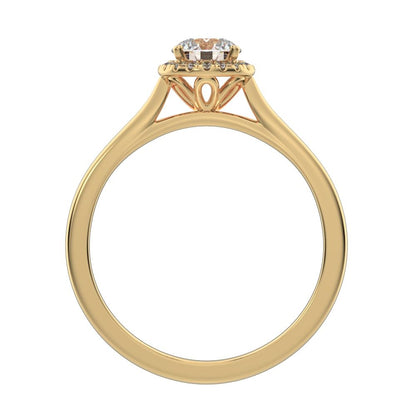 0.55 ct Round Cut Moissanite anniversary European classic solitaire with accents halo cluster 14K / 18K Solid Yellow Gold engagement ring