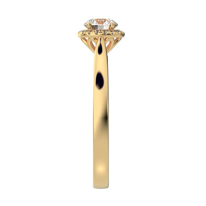 0.55 ct Round Cut Moissanite anniversary European classic solitaire with accents halo cluster 14K / 18K Solid Yellow Gold engagement ring