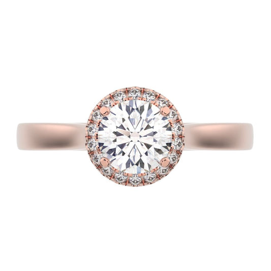 0.55 ct Round Cut Simulated Clear Diamond anniversary European solitaire with accents halo 14K / 18K Solid Rose Gold engagement ring