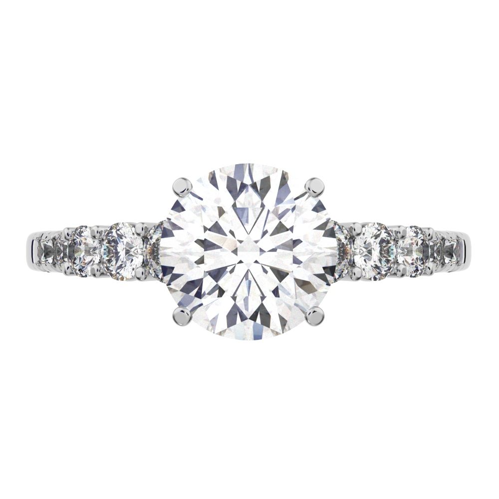 1.4 ct Round Cut Moissanite anniversary European vintage halo solitaire with accents 14K / 18K Solid White Gold engagement ring