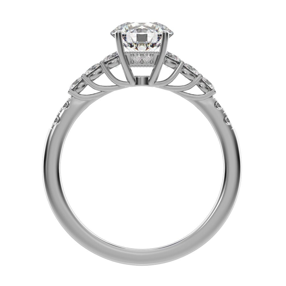 1.4 ct Round Cut Moissanite anniversary European vintage halo solitaire with accents 14K / 18K Solid White Gold engagement ring